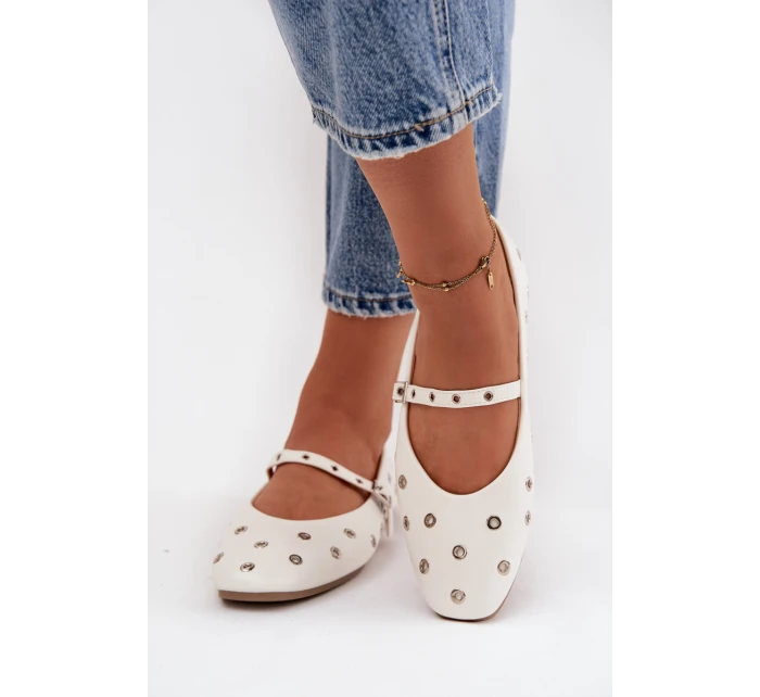 Dámské baleríny se stříbrnými prvky Marivon – bílé Dámské baleríny se stříbrnými prvky Marivon – bílé