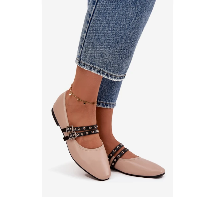 Dámské baleríny s pásky Deliora – béžové Dámské baleríny s pásky Deliora – béžové