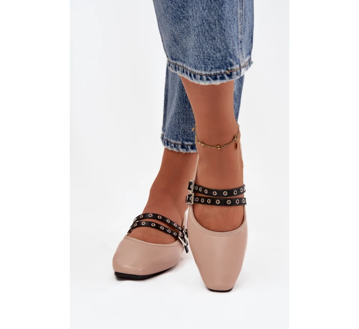 Dámské baleríny s pásky Deliora – béžové Dámské baleríny s pásky Deliora – béžové