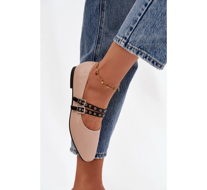 Dámské baleríny s pásky Deliora – béžové Dámské baleríny s pásky Deliora – béžové