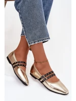 Dámské baleríny s pásky Deliora – zlaté