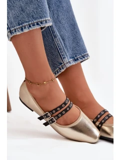 Dámské baleríny s pásky Deliora – zlaté