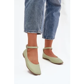 Dámské baleríny s páskem a přezkou model 21834615 – zelené - Kesi