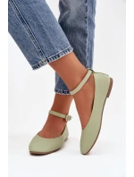 Dámské baleríny s páskem a přezkou Janelor – zelené