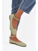 Dámské baleríny s páskem a přezkou Janelor – zelené