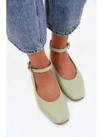 Dámské baleríny s páskem a přezkou Janelor – zelené