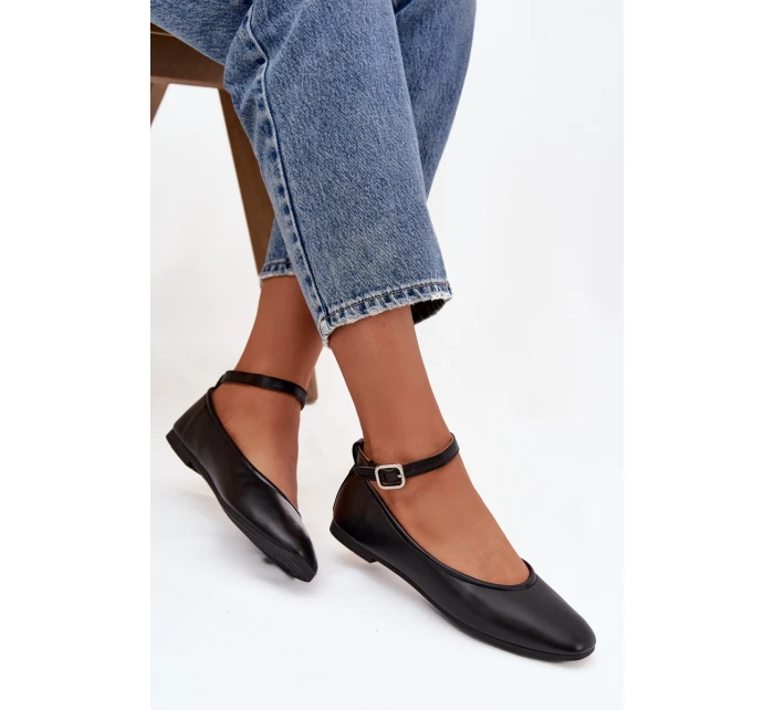 Dámské baleríny s páskem a přezkou Janelor – panterkové Dámské baleríny s páskem a přezkou Janelor – panterkové