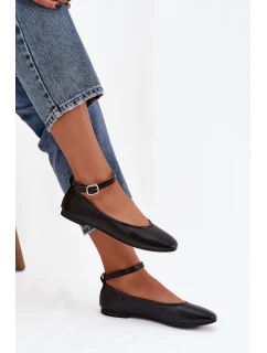 Dámské baleríny s páskem a přezkou Janelor – panterkové