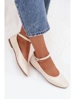 Dámské baleríny s páskem a přezkou Janelor – béžové