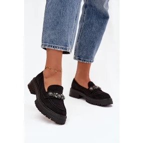 Dámské mokasíny z eko semiše s  – černé model 21834634 - Kesi