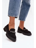 Dámské mokasíny z eko semiše s krystalky Lavisse – černé Dámské mokasíny z eko semiše s krystalky Lavisse – černé
