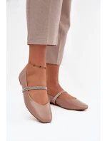 Dámské baleríny s lesklými pásky Ilirene – tmavě béžové Dámské baleríny s lesklými pásky Ilirene – tmavě béžové
