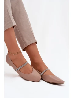 Dámské baleríny s lesklými pásky Ilirene – tmavě béžové