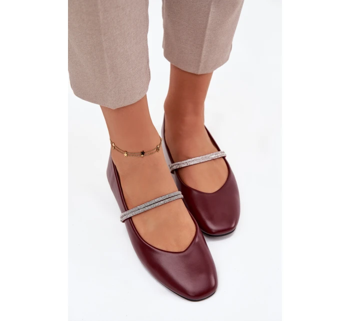 Dámské baleríny s lesklými pásky Ilirene – bordó Dámské baleríny s lesklými pásky Ilirene – bordó