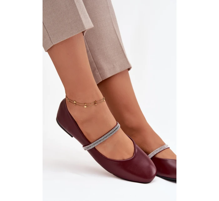 Dámské baleríny s lesklými pásky Ilirene – bordó Dámské baleríny s lesklými pásky Ilirene – bordó