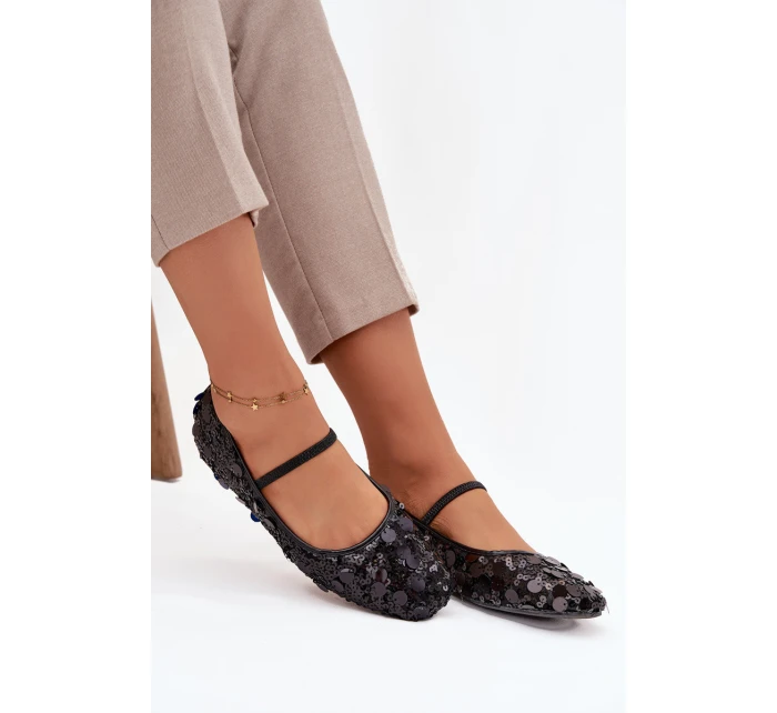 Dámské baleríny zdobené flitry Terlina – černé Dámské baleríny zdobené flitry Terlina – černé