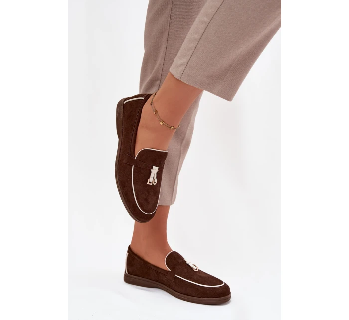 Dámské mokasíny (loafersy) z eko semiše Darwen – čokoládové Dámské mokasíny (loafersy) z eko semiše Darwen – čokoládové
