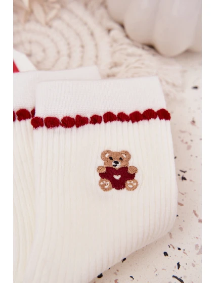 Dámské vánoční ponožky s medvídkem – bílé Dámské vánoční ponožky s medvídkem – bílé