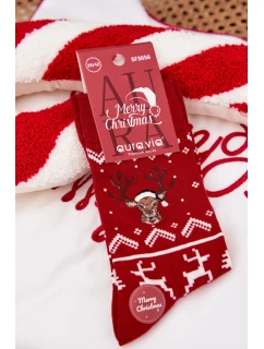 Pánské vánoční ponožky s motivem soba – červené