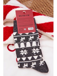 Pánské vánoční ponožky s motivem soba – šedé