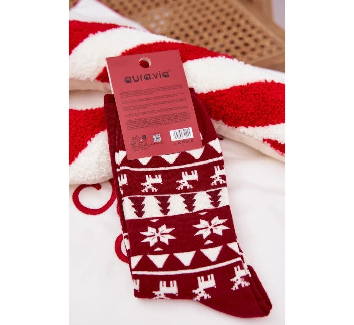 Pánské vánoční ponožky s motivem soba – bordó Pánské vánoční ponožky s motivem soba – bordó