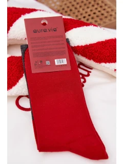 Pánské vánoční ponožky se Santou a nápisem – tmavě šedé