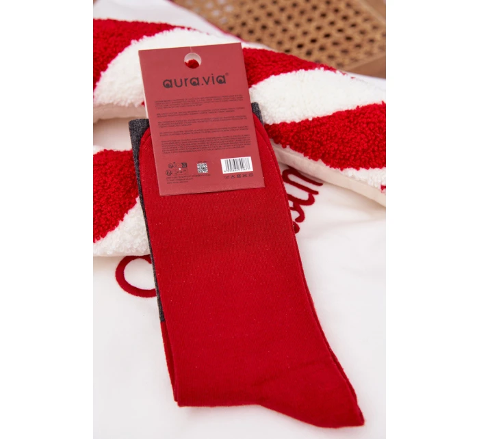 Pánské vánoční ponožky se Santou a nápisem – tmavě šedé Pánské vánoční ponožky se Santou a nápisem – tmavě šedé