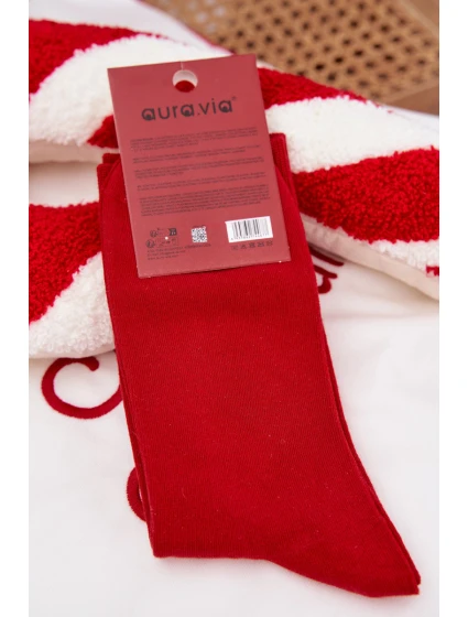 Pánské vánoční ponožky se smějícím se Santou – červené Pánské vánoční ponožky se smějícím se Santou – červené