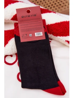 Pánské vánoční ponožky se Santou a nápisem – černé