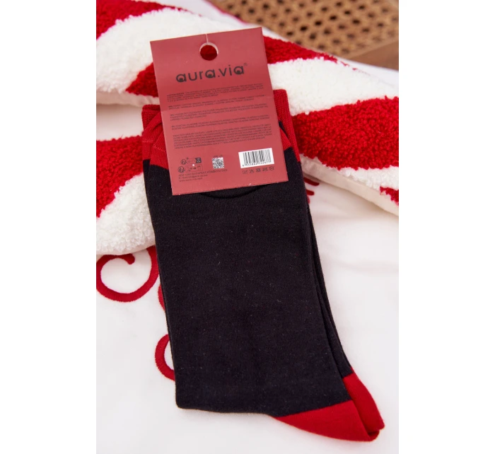 Pánské vánoční ponožky se Santou a nápisem – černé Pánské vánoční ponožky se Santou a nápisem – černé