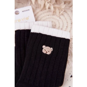 Dámské bavlněné ponožky s malým medvídkem – černé