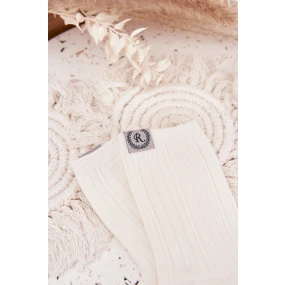 Dámské bavlněné ponožky s pruhy – ecru Dámské bavlněné ponožky s pruhy – ecru