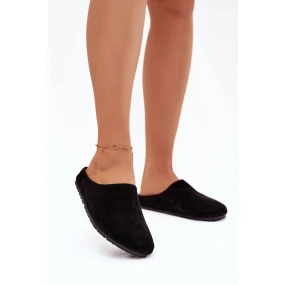 Dámské domácí pantofle z eko semiše – černé model 21796237 - Kesi