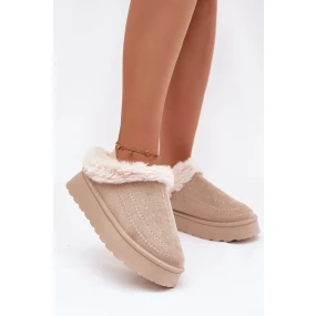 Dámské sněhule na platformě s kožíškem a prošíváním – světle béžové model 21796270 - Kesi Dámské sněhule na platformě s kožíškem a prošíváním – světle béžové model 21796270 - Kesi
