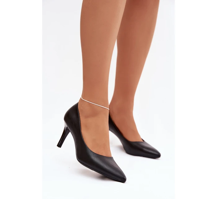 Dámské eko-kožené lodičky Sergio Leone – černé Dámské eko-kožené lodičky Sergio Leone – černé