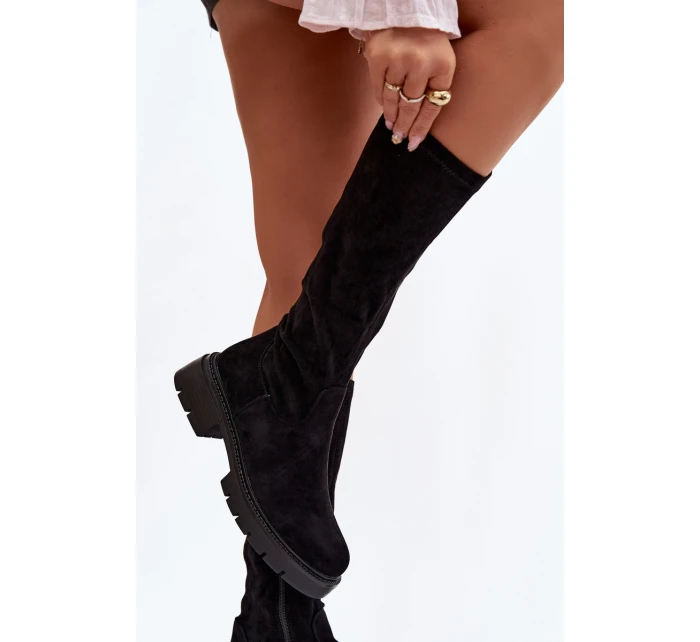 Dámské kozačky z eko-semiše Oceana – černé Dámské kozačky z eko-semiše Oceana – černé