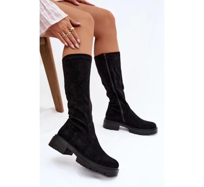 Dámské kozačky z eko-semiše Oceana – černé Dámské kozačky z eko-semiše Oceana – černé
