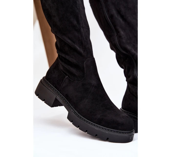 Dámské kozačky z eko-semiše Oceana – černé Dámské kozačky z eko-semiše Oceana – černé