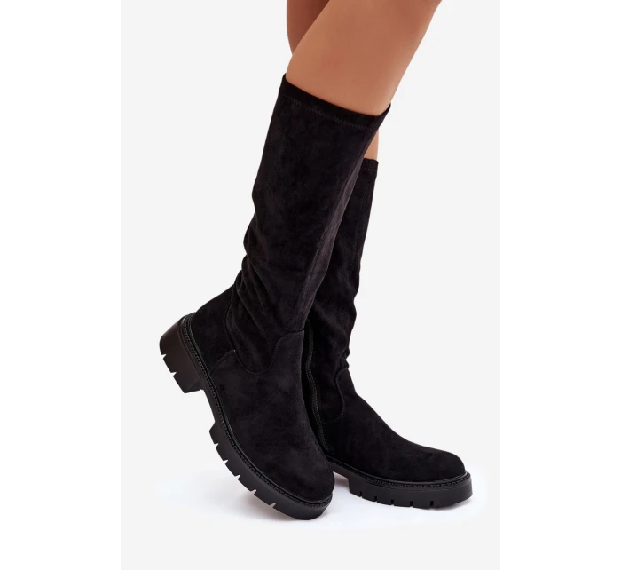 Dámské kozačky z eko-semiše Oceana – černé Dámské kozačky z eko-semiše Oceana – černé