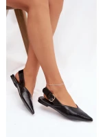 Dámské lakované baleríny s přezkou Rinalle – černé