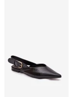 Dámské lakované baleríny s přezkou Rinalle – černé