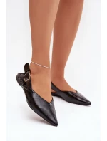 Dámské lakované baleríny s přezkou Rinalle – černé