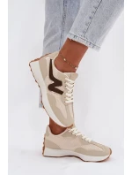Dámské sportovní boty na platformě – béžové Janelora