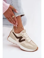 Dámské sportovní boty na platformě – béžové Janelora