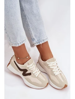 Dámské sportovní boty na platformě – béžové Janelora