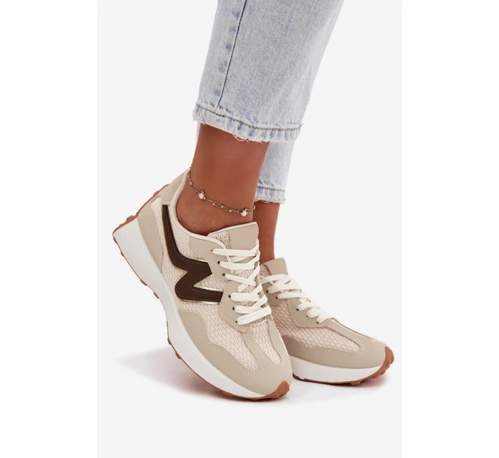 Dámské sportovní boty na platformě – béžové Janelora Dámské sportovní boty na platformě – béžové Janelora