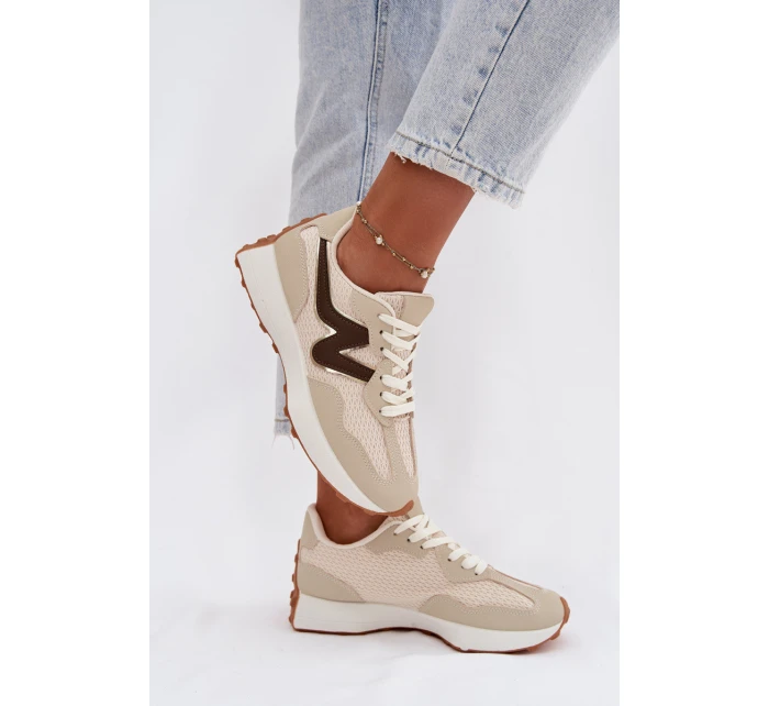 Dámské sportovní boty na platformě – béžové Janelora Dámské sportovní boty na platformě – béžové Janelora