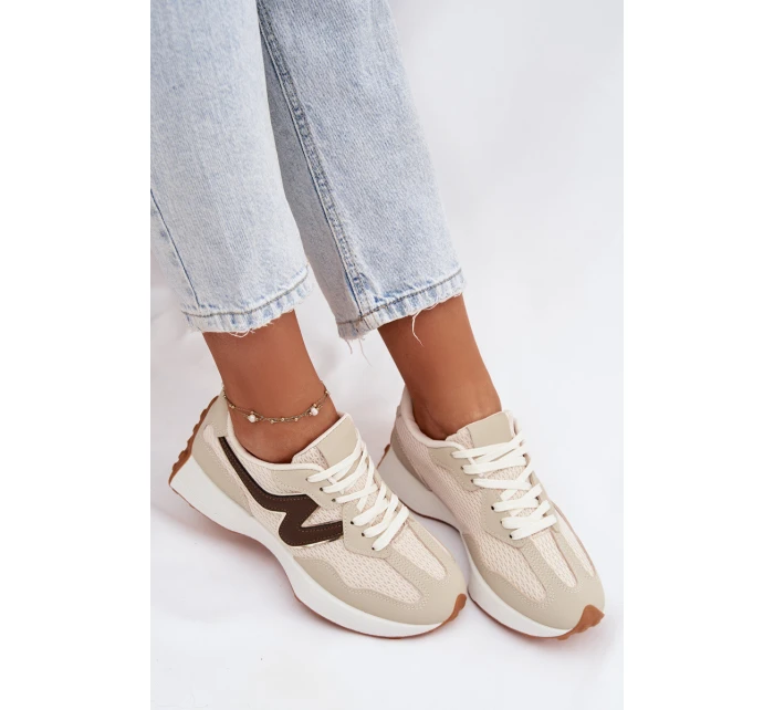 Dámské sportovní boty na platformě – béžové Janelora Dámské sportovní boty na platformě – béžové Janelora