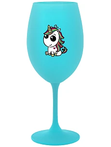 DUHOVÝ JEDNOROŽEC - tyrkysová sklenice na víno 350 ml