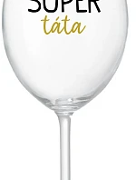 SUPER TÁTA - čirá sklenice na víno 350 ml